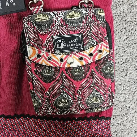 Zand Amsterdam Mini Skirt Womens OS Maroon Corduroy Reversible W Purse Boho - Picture 5 of 14